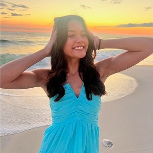 Aqua Blue Mini Halter Dress